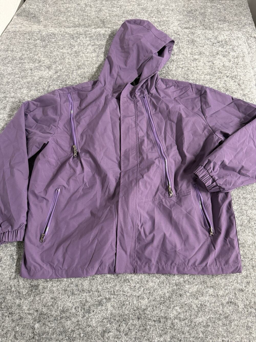 Manfinity Jacket Mens 3XL Purple Windbreaker Hooded Full Zip Pockets Unisex N16